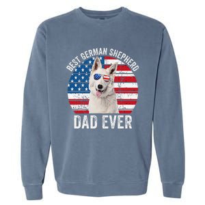 White German Shepherd Dad American Flag Dog Lover Gsd Dog Garment-Dyed Sweatshirt