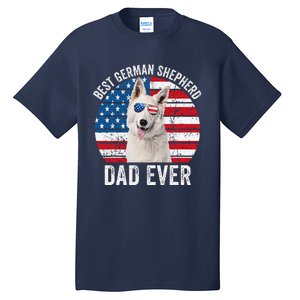 White German Shepherd Dad American Flag Dog Lover Gsd Dog Tall T-Shirt