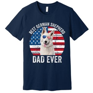 White German Shepherd Dad American Flag Dog Lover Gsd Dog Premium T-Shirt