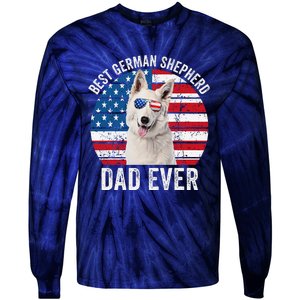 White German Shepherd Dad American Flag Dog Lover Gsd Dog Tie-Dye Long Sleeve Shirt