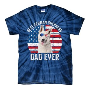 White German Shepherd Dad American Flag Dog Lover Gsd Dog Tie-Dye T-Shirt