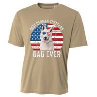 White German Shepherd Dad American Flag Dog Lover Gsd Dog Cooling Performance Crew T-Shirt