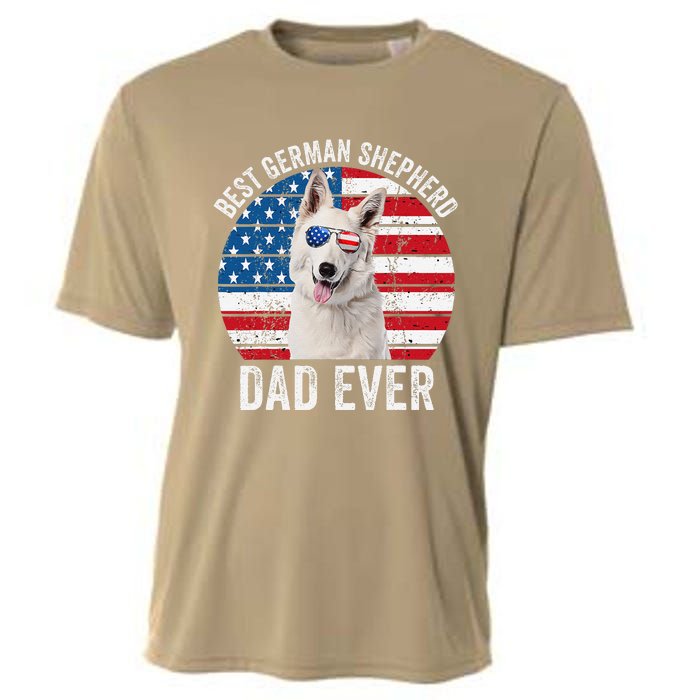 White German Shepherd Dad American Flag Dog Lover Gsd Dog Cooling Performance Crew T-Shirt