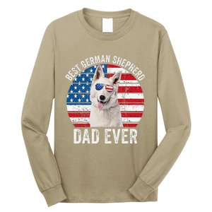 White German Shepherd Dad American Flag Dog Lover Gsd Dog Long Sleeve Shirt