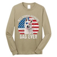 White German Shepherd Dad American Flag Dog Lover Gsd Dog Long Sleeve Shirt