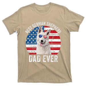 White German Shepherd Dad American Flag Dog Lover Gsd Dog T-Shirt