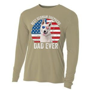 White German Shepherd Dad American Flag Dog Lover Gsd Dog Cooling Performance Long Sleeve Crew