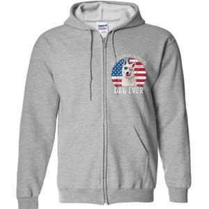 White German Shepherd Dad American Flag Dog Lover Gsd Dog Full Zip Hoodie