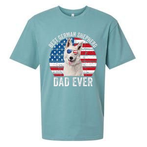 White German Shepherd Dad American Flag Dog Lover Gsd Dog Sueded Cloud Jersey T-Shirt