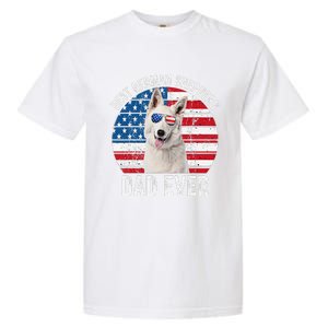 White German Shepherd Dad American Flag Dog Lover Gsd Dog Garment-Dyed Heavyweight T-Shirt