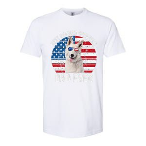 White German Shepherd Dad American Flag Dog Lover Gsd Dog Softstyle CVC T-Shirt