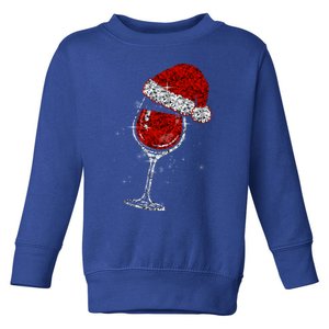 Wine Glasses Santa Hat Christmas Funny Wine Lovers Xmas Gift Toddler Sweatshirt