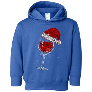 Wine Glasses Santa Hat Christmas Funny Wine Lovers Xmas Gift Toddler Hoodie