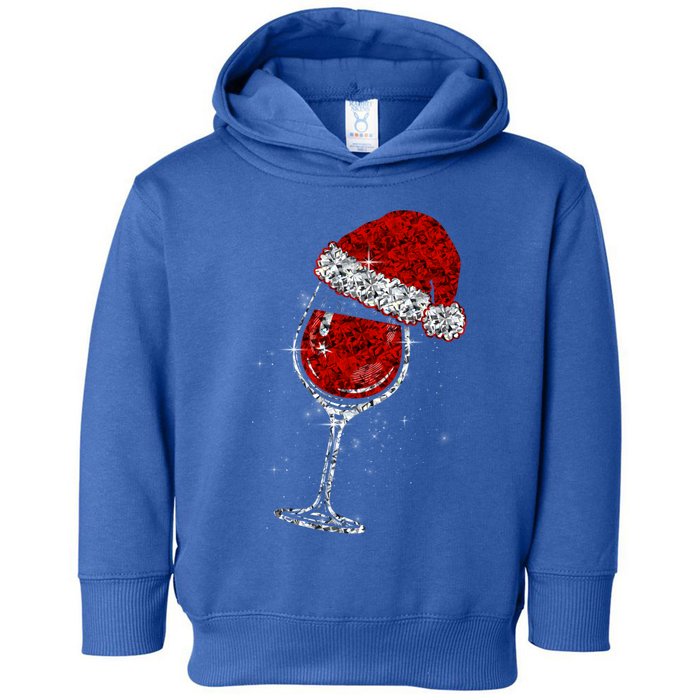 Wine Glasses Santa Hat Christmas Funny Wine Lovers Xmas Gift Toddler Hoodie