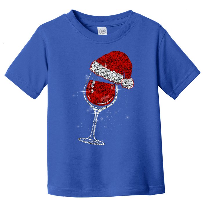 Wine Glasses Santa Hat Christmas Funny Wine Lovers Xmas Gift Toddler T-Shirt