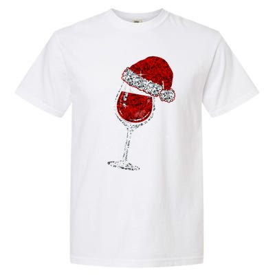 Wine Glasses Santa Hat Christmas Funny Wine Lovers Xmas Gift Garment-Dyed Heavyweight T-Shirt