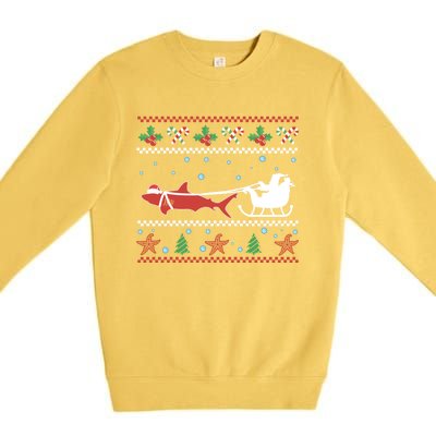 White Great Shark Ugly Christmas Sweater Santa Claus Sleigh Great Gift Premium Crewneck Sweatshirt