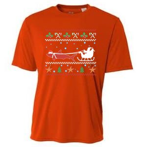 White Great Shark Ugly Christmas Sweater Santa Claus Sleigh Great Gift Cooling Performance Crew T-Shirt