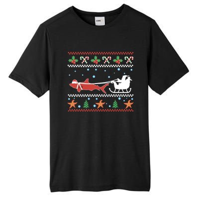 White Great Shark Ugly Christmas Sweater Santa Claus Sleigh Great Gift Tall Fusion ChromaSoft Performance T-Shirt