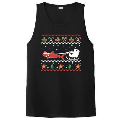 White Great Shark Ugly Christmas Sweater Santa Claus Sleigh Great Gift PosiCharge Competitor Tank