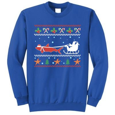 White Great Shark Ugly Christmas Sweater Santa Claus Sleigh Great Gift Sweatshirt