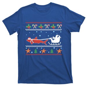 White Great Shark Ugly Christmas Sweater Santa Claus Sleigh Great Gift T-Shirt