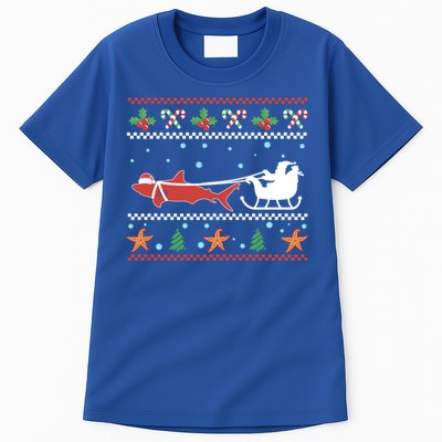 White Great Shark Ugly Christmas Sweater Santa Claus Sleigh Great Gift Tall T-Shirt