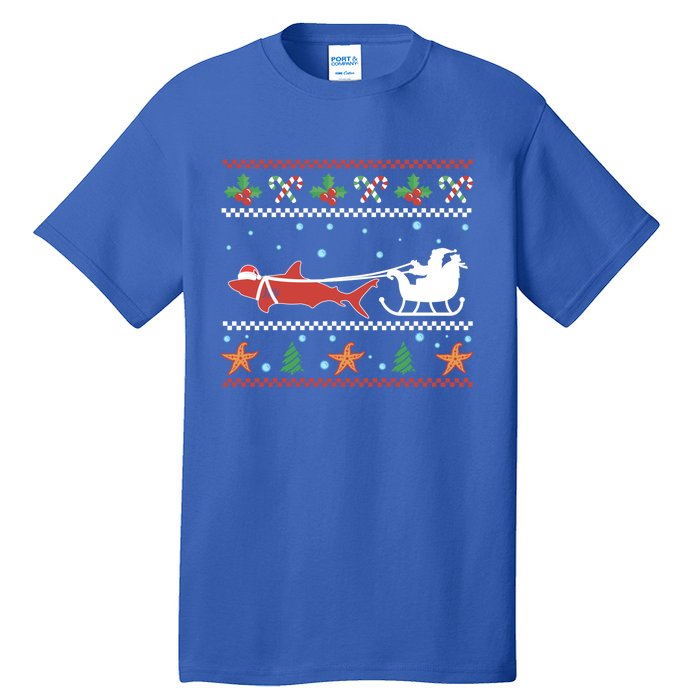 White Great Shark Ugly Christmas Sweater Santa Claus Sleigh Great Gift Tall T-Shirt