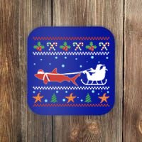 White Great Shark Ugly Christmas Sweater Santa Claus Sleigh Great Gift Coaster