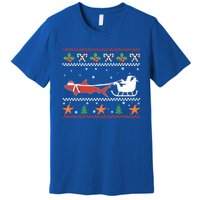 White Great Shark Ugly Christmas Sweater Santa Claus Sleigh Great Gift Premium T-Shirt