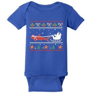 White Great Shark Ugly Christmas Sweater Santa Claus Sleigh Great Gift Baby Bodysuit