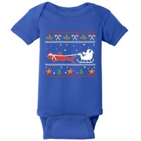 White Great Shark Ugly Christmas Sweater Santa Claus Sleigh Great Gift Baby Bodysuit