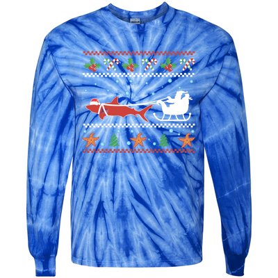 White Great Shark Ugly Christmas Sweater Santa Claus Sleigh Great Gift Tie-Dye Long Sleeve Shirt