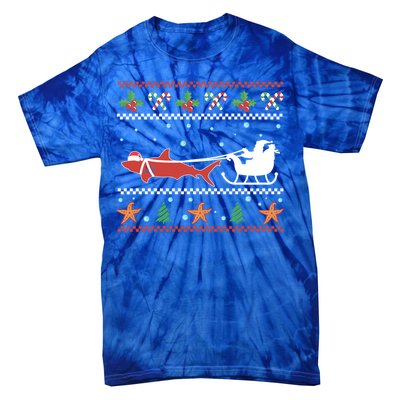 White Great Shark Ugly Christmas Sweater Santa Claus Sleigh Great Gift Tie-Dye T-Shirt