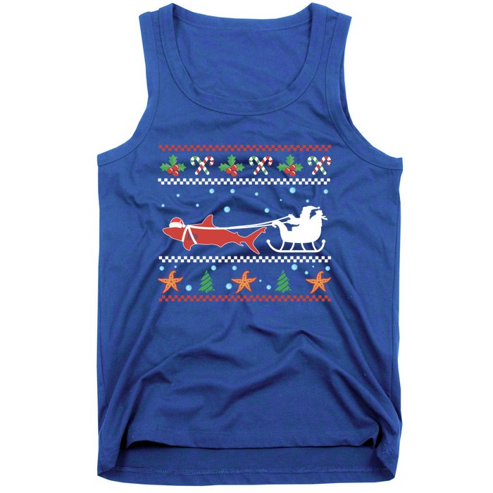 White Great Shark Ugly Christmas Sweater Santa Claus Sleigh Great Gift Tank Top