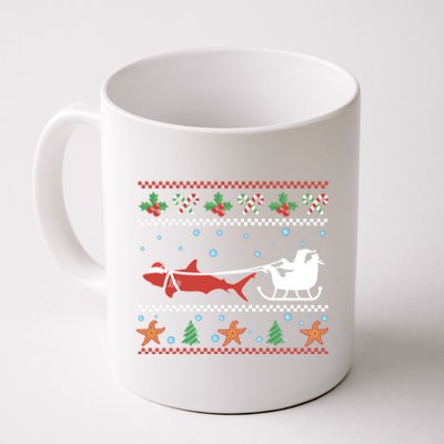 White Great Shark Ugly Christmas Sweater Santa Claus Sleigh Great Gift Coffee Mug