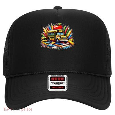 Worlds Greatest School Bus Driver Transportation Women High Crown Mesh Back Trucker Hat