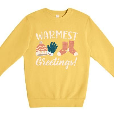 Warmest Greetings Snow Snowy Climate Winter Season Gift Premium Crewneck Sweatshirt