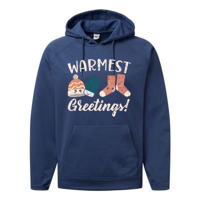 Warmest Greetings Snow Snowy Climate Winter Season Gift Performance Fleece Hoodie