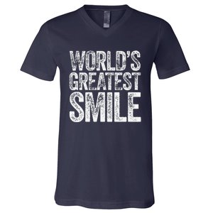 WorldS Greatest Smile Funny Award V-Neck T-Shirt