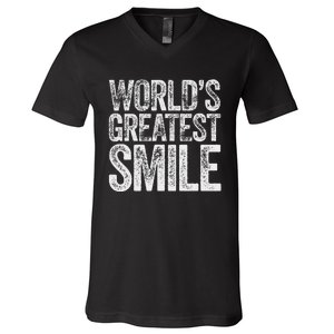 WorldS Greatest Smile Funny Award V-Neck T-Shirt