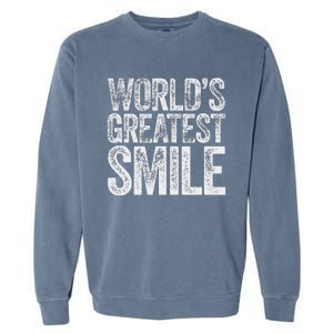 WorldS Greatest Smile Funny Award Garment-Dyed Sweatshirt