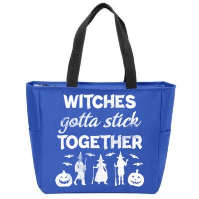 Witches Gotta Stick Together Witchy Halloween Season Gift Zip Tote Bag