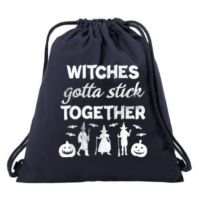 Witches Gotta Stick Together Witchy Halloween Season Gift Drawstring Bag