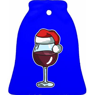 Wine Glass Santa Hat Ing Cool Christmas Funny Gift Ceramic Bell Ornament