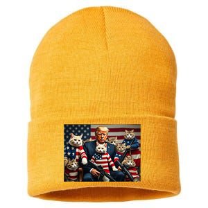 We’Re Gonna Save The Cats Funny Trump Vote 2024 America Sustainable Knit Beanie