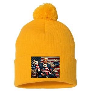 We’Re Gonna Save The Cats Funny Trump Vote 2024 America Pom Pom 12in Knit Beanie