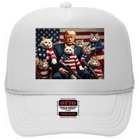 We’Re Gonna Save The Cats Funny Trump Vote 2024 America High Crown Mesh Back Trucker Hat