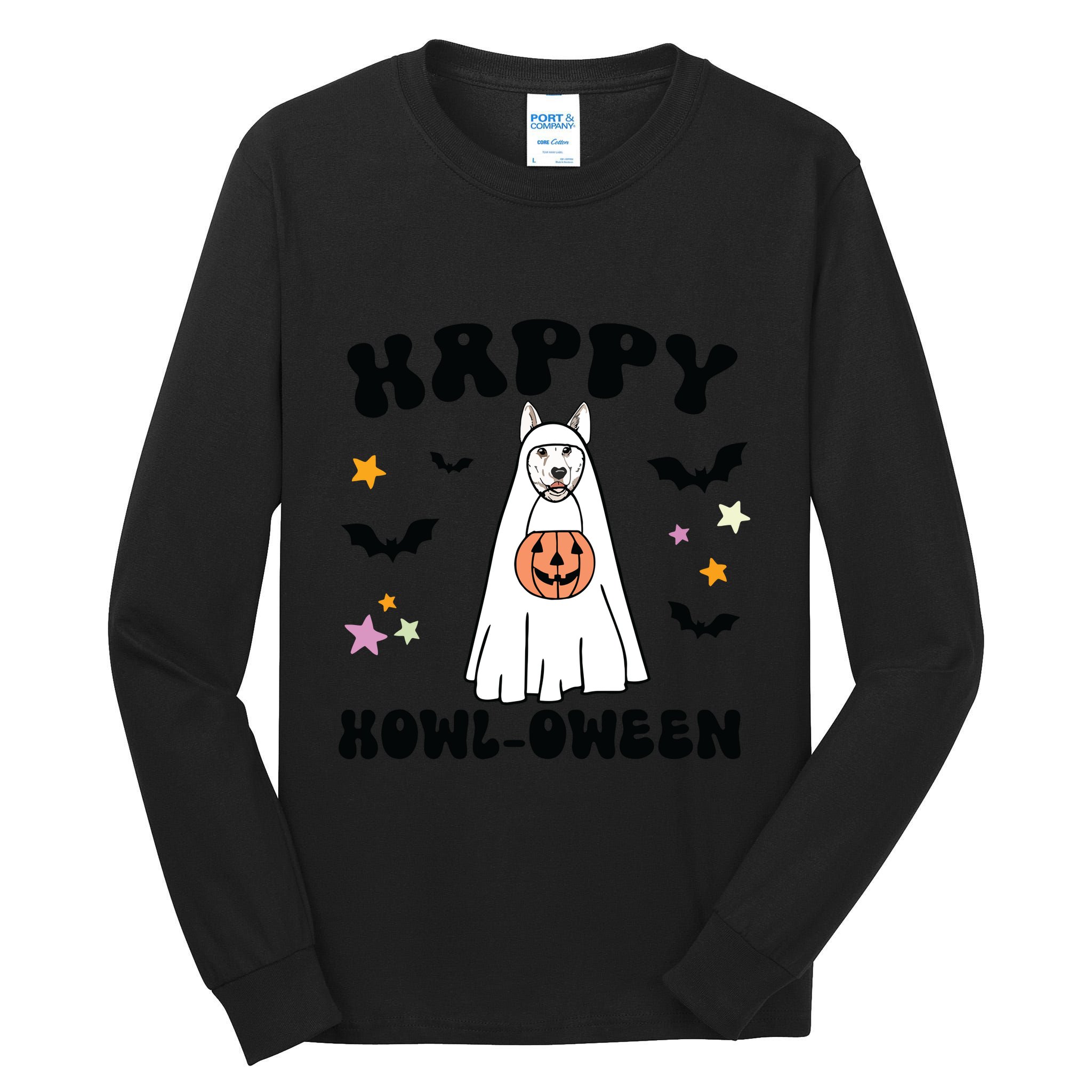 White German Shepherd Boo Ghost Dog Happy Halloween Costume Tall Long Sleeve T-Shirt
