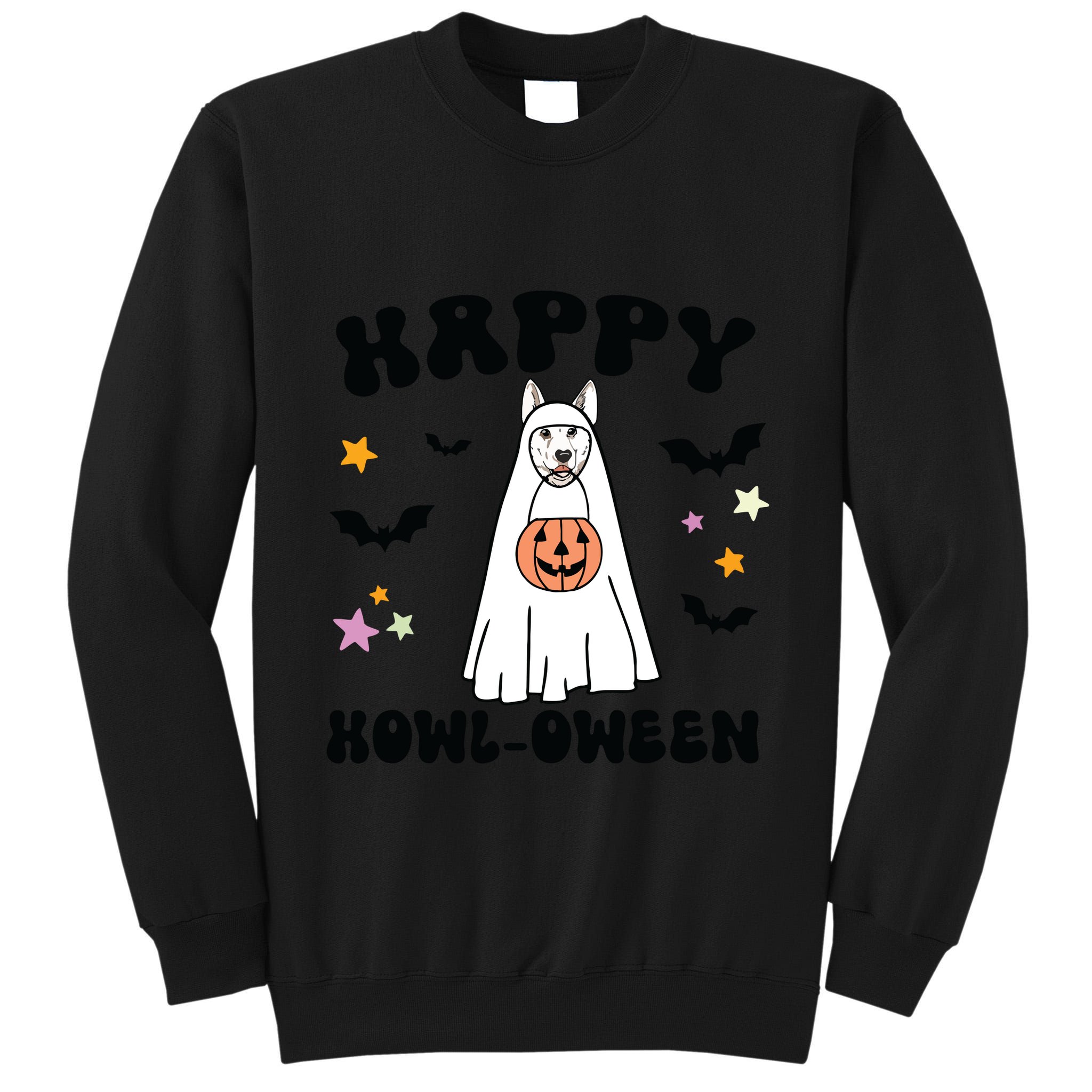 White German Shepherd Boo Ghost Dog Happy Halloween Costume Tall Sweatshirt